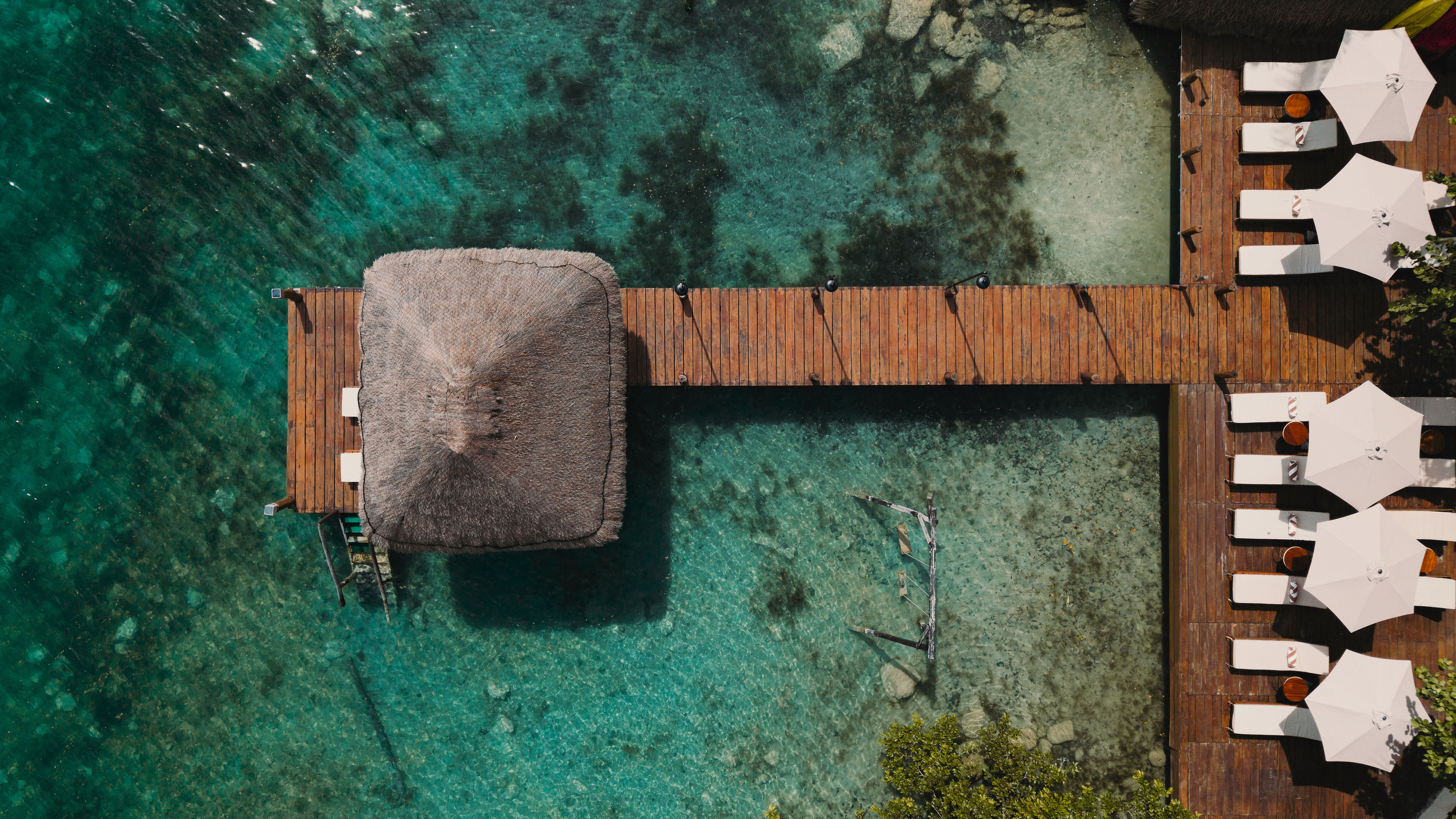 Aerial view of Zelune by the Bacalar Lagoon